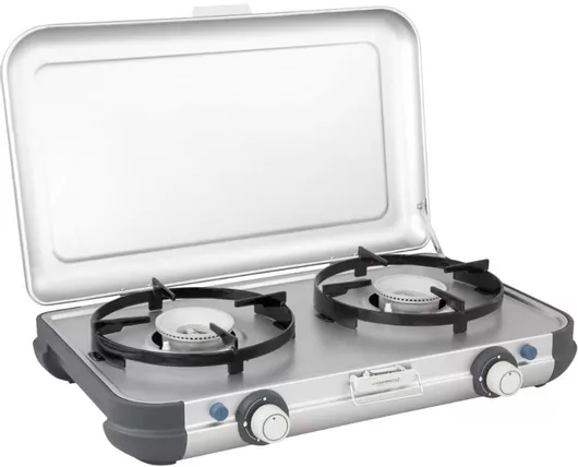Εστία Μαγειρέματος Campingaz 2 CV Piezo για Camping με 2 Εστίες 49x35x10cm Ασημί