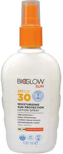 Αντηλιακό Προσώπου & Σώματος BioGlow Sun Αδιάβροχο SPF30 σε Spray 100ml