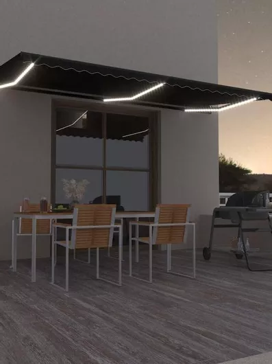 Τέντα vidaXL 3069254 Βεράντας 6x3.5m με Led Γκρι