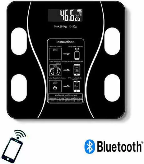 Smart Ζυγαριά με Λιπομετρητή & Bluetooth σε Μαύρο χρώμα