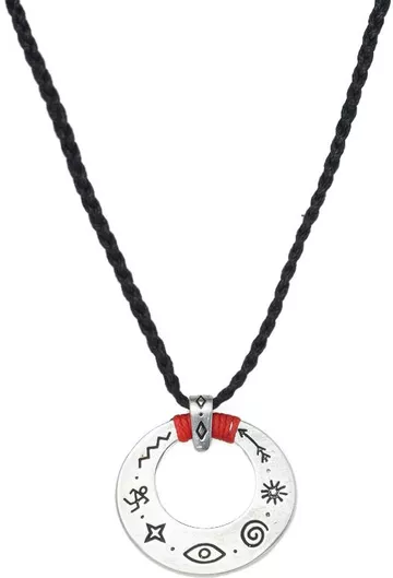 Ανδρικό Κολιέ VRjewels ΑΚ000299 Ασημένιο με Κορδόνι Μαύρο