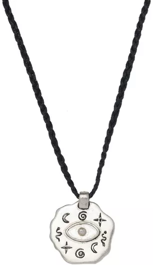 Ανδρικό Κολιέ VRjewels ΑΚ000300 Ασημένιο με Κορδόνι Μαύρο