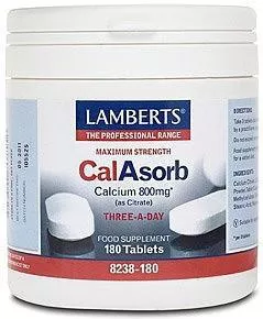 Lamberts Maximum Strength CalAsorb Calcium as Citrate Plus Vitamin D3 800mg 180 Ταμπλέτες