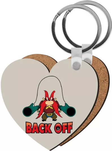Μπρελόκ Koupakoupa Yosemite Sam Back Off Ξύλινο Καρδιά Mdf Μπεζ