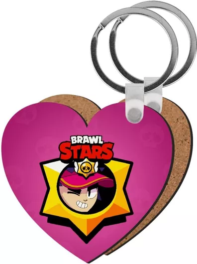 Μπρελόκ Koupakoupa Brawl Stars Fang Ξύλινο Καρδιά Mdf Ροζ