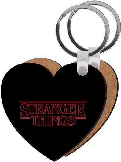 Μπρελόκ Koupakoupa Stranger Things Logo Ξύλινο Καρδιά Mdf Μαύρο