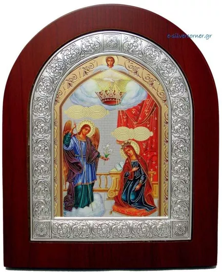 Εικόνα Ε44Α Ευαγγελισμός Θεοτόκου Αγιογραφία Ασημένια  15.5x19cm