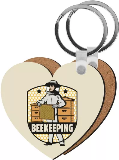 Μπρελόκ Koupakoupa Beekeeping/Μελισσοκόμος Ξύλινο Καρδιά Mdf Μπεζ