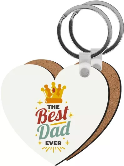 Μπρελόκ Koupakoupa The Best Dad Ever Ξύλινο Καρδιά Mdf Λευκό