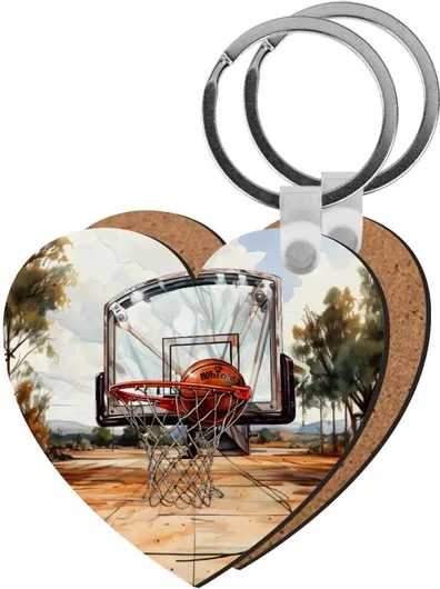 Μπρελόκ Koupakoupa Basketball Ξύλινο Καρδιά Mdf Πολύχρωμο