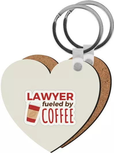 Μπρελόκ Koupakoupa Lawyer Fueled By Coffee Ξύλινο Καρδιά Mdf Μπεζ