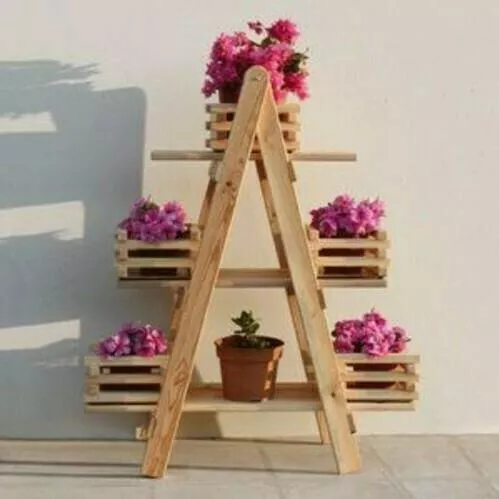 Βάση για Γλάστρες Σκάλα Ξύλινη 30x110x90cm