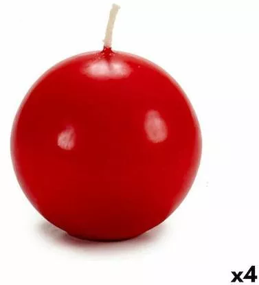 Κεριά S3622390 Σετ 4τμχ 7.5x7.5x7.5cm Κόκκινο