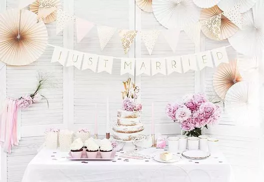 Γιρλάντα Γαμήλιας Διακόσμησης PartyDeco Just Married 15x155cm Λευκό