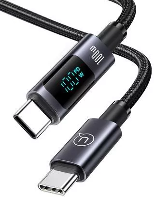 Usams Digital Display USB 2.0 Cable USB-C male - USB-C 100W Μαύρο 1.2m US-SJ671