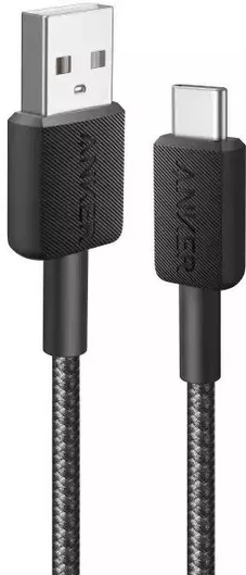 Anker 322 Braided USB 2.0 Cable USB-C male - USB-A 15W Μαύρο 0.9m A81H5G11