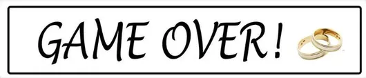 Πινακίδα Αυτοκινήτου Γάμου Σετ 2τμχ Game Over PVC 52x11cm Λευκό