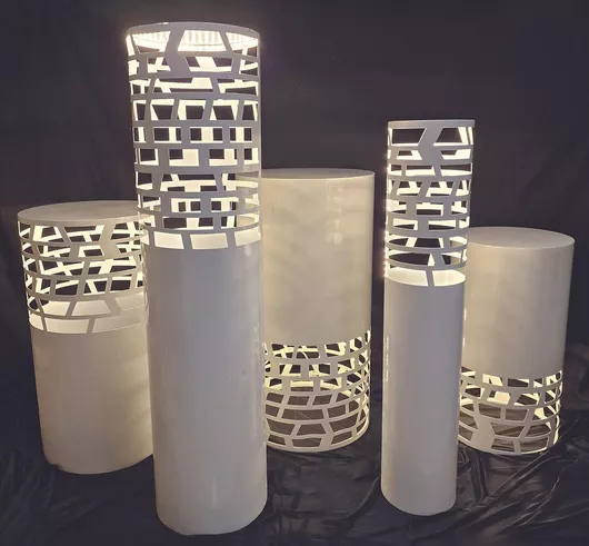 Ανθοστήλες Κυλινδρικές με Φωτισμό Led Σετ 5τμχ με Διαφορετικά Μεγέθη