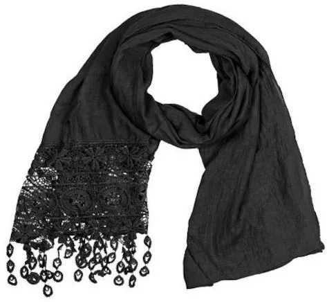 Γυναικείο Φουλάρι/Πασμίνα Μονόχρωμο με Μπορντούρα Μαύρο