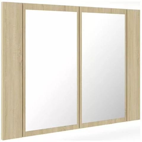 Καθρέπτης Μπάνιου vidaXL LED Ορθογώνιος 90x45cm με Ντουλάπι Μπεζ
