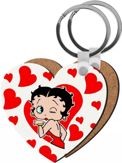 Μπρελόκ Betty Boop Ξύλινο Καρδιά Mdf Κόκκινο