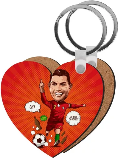 Μπρελόκ Cristiano Ronaldo Ξύλινο Καρδιά Mdf Κόκκινο
