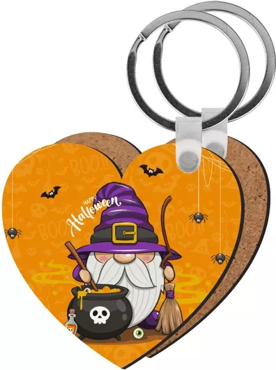 Μπρελόκ Happy Halloween Ξύλινο Καρδιά Mdf Πορτοκαλί