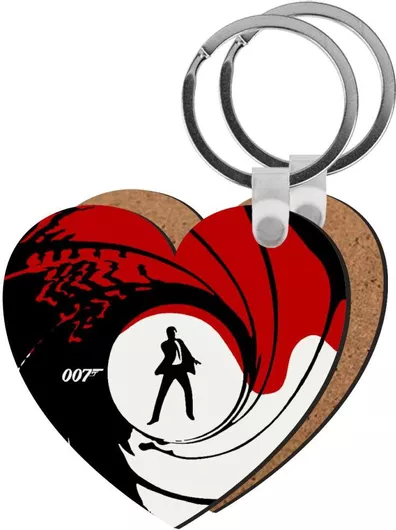 Μπρελόκ James Bond 007 Ξύλινο Καρδιά Mdf Πολύχρωμο