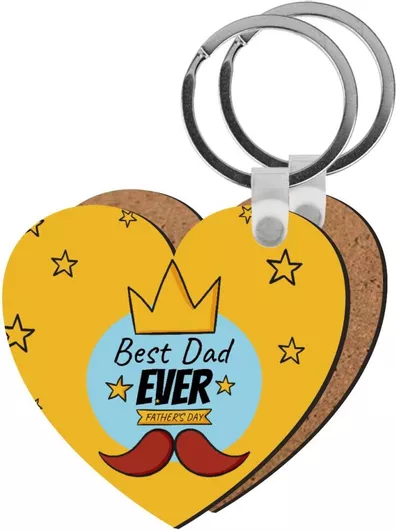 Μπρελόκ King, Best Dad Ever Ξύλινο Καρδιά Mdf Κίτρινο