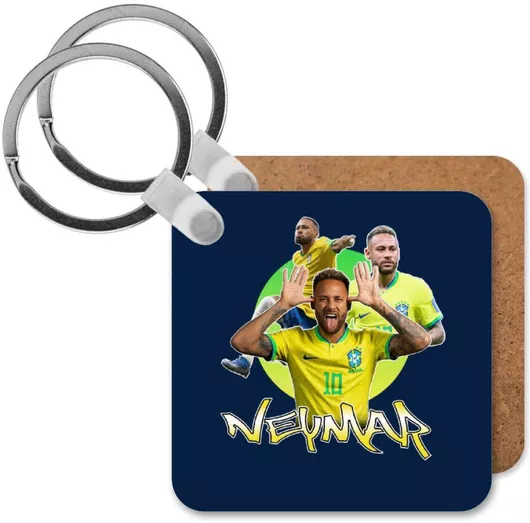 Μπρελόκ Neymar Jr Ξύλινο Τετράγωνο Mdf Μπλε