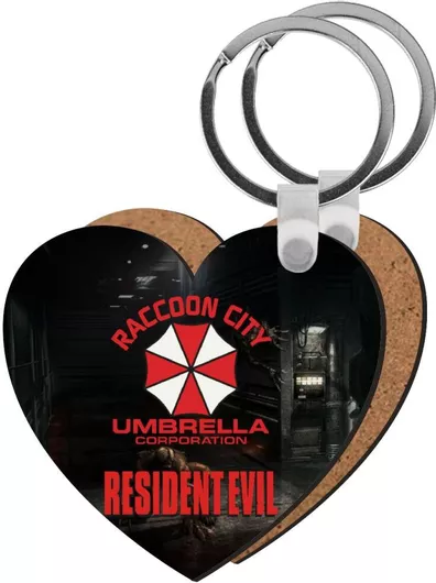 Μπρελόκ Resident Evil Ξύλινο Καρδιά Mdf Μαύρο