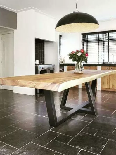 Τραπέζι Τραπεζαρίας Μασίφ Ξύλο με Μεταλλικό Σκελετό Ορθογώνιο 205x70x80cm Μαύρο