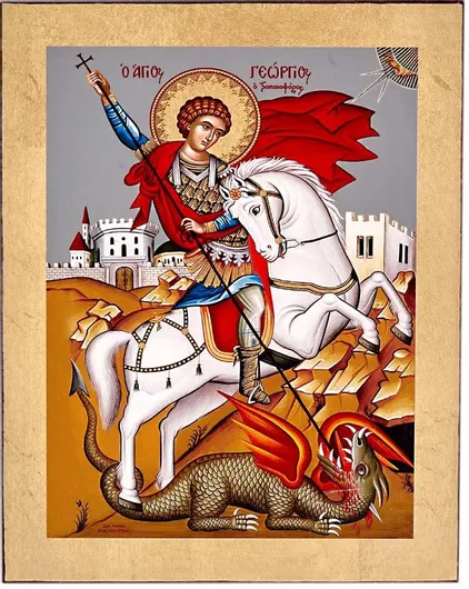 Εικόνα Άγιος Γεώργιος ο Τροπαιοφόρος Ξύλινη με Φύλλα Χρυσού 7x10cm