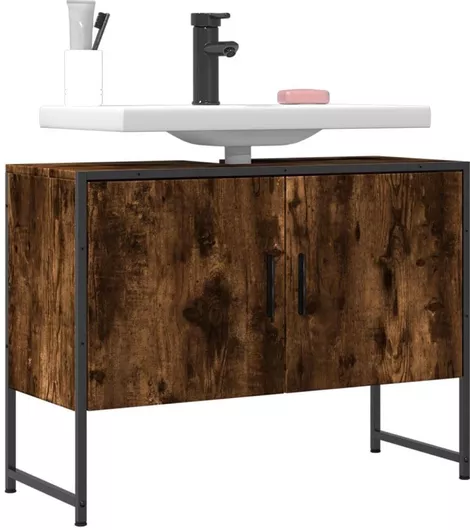 Πάγκος Μπάνιου vidaXL 842463 Τοίχου Ματ MDF 80x33x60cm Καφέ