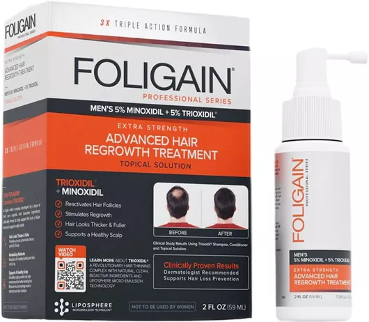 Ανδρική Θεραπεία Μαλλιών Foligain Advanced Hair Regrowth Minoxidil 5% & Trioxidil 5% 59ml