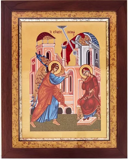 Εικόνα Ευαγγελισμός της Θεοτόκου Ξύλινη με Τζάμι 46x66cm