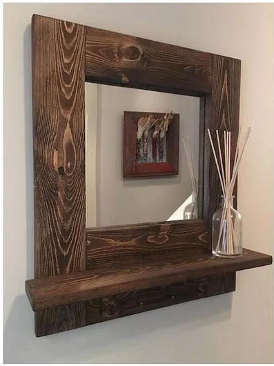 Καθρέπτης Τοίχου SF34F Ξύλινος Ορθογώνιος 75x14x85cm Καφέ