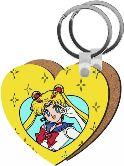 Μπρελόκ Sailor Moon Star Ξύλινο Καρδιά Mdf Κίτρινο