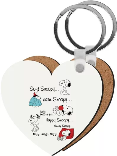 Μπρελόκ Snoopy Manual Ξύλινο Καρδιά Mdf Λευκό