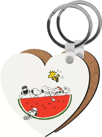 Μπρελόκ Snoopy Summer Ξύλινο Καρδιά Mdf Λευκό