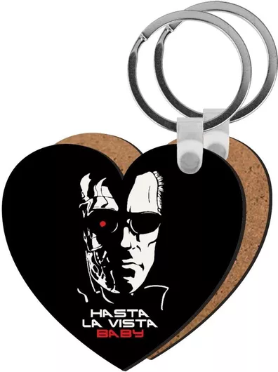 Μπρελόκ Terminator Hasta La Vista Ξύλινο Καρδιά Mdf Μαύρο