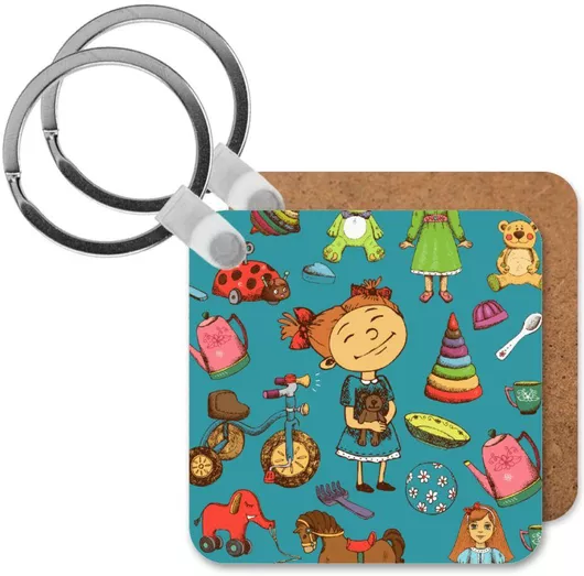 Μπρελόκ Toys Girl Ξύλινο Τετράγωνο Mdf Μπλε