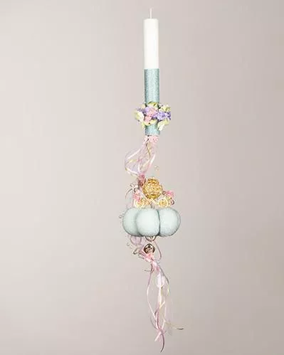 Πασχαλινή Λαμπάδα Χειροποίητη με Κολοκύθα & Άμαξα 50cm Βεραμάν