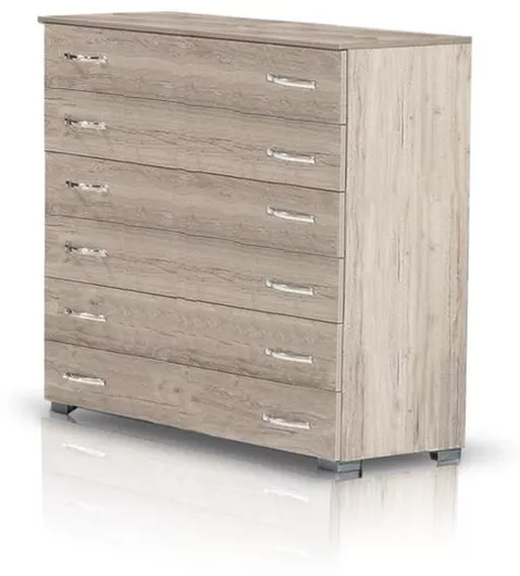 Συρταριέρα Κρεβατοκάμαρας Net Ξύλινη με 6 Συρτάρια 90x43.5x95cm Μπεζ