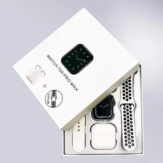 Smartwatch T55 Pro Max 44mm Aluminium Strap Rose Gold & Silicone Strap Pink