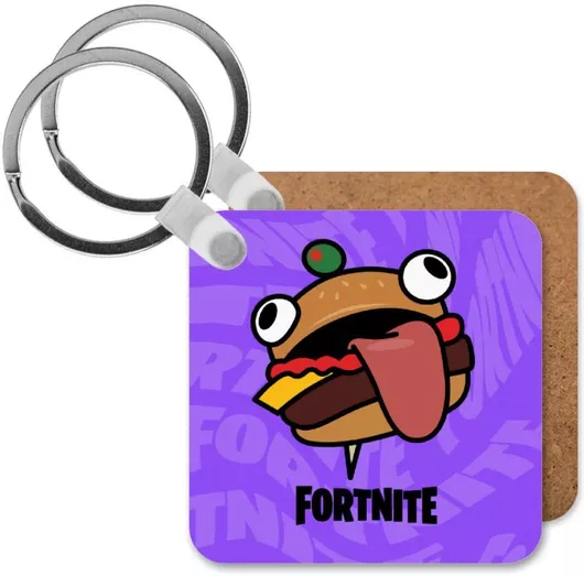 Μπρελόκ Fortnite Durr Burger Ξύλινο Τετράγωνο Mdf Μοβ
