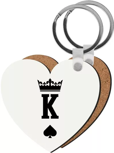 Μπρελόκ King Ξύλινο Καρδιά Mdf Λευκό
