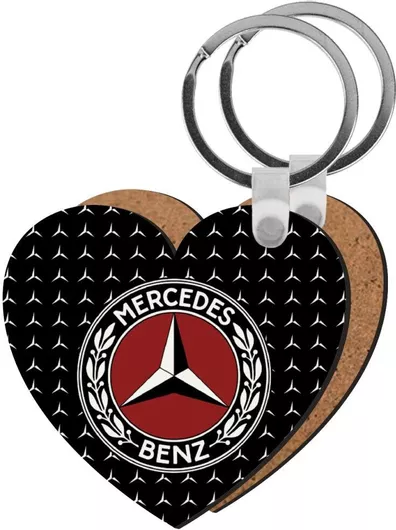 Μπρελόκ Mercedes Vintage Ξύλινο Καρδιά Mdf Μαύρο