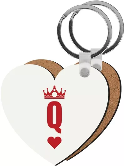 Μπρελόκ Queen Ξύλινο Καρδιά Mdf Λευκό