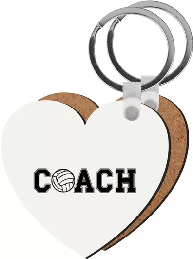 Μπρελόκ Volleyball Coach Ξύλινο Καρδιά Mdf Λευκό